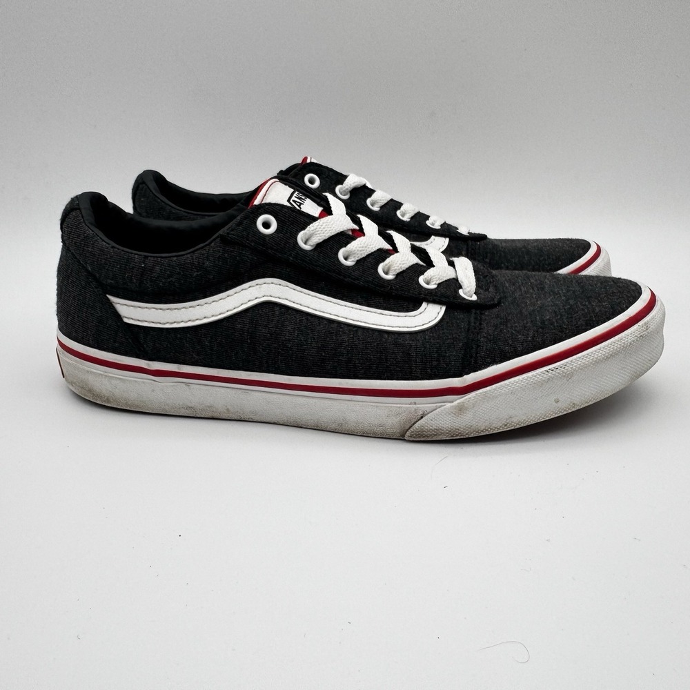 Vans Off The Wall Old Skool Sneakers Gray Red Youth Size 7 Boys Womens 8.5